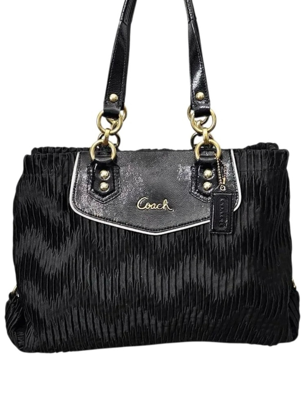 Coach Ashley Black Gathered Satin Satchel Bag 2012 NWOT #H1282-F20050 - Picture 16 of 16